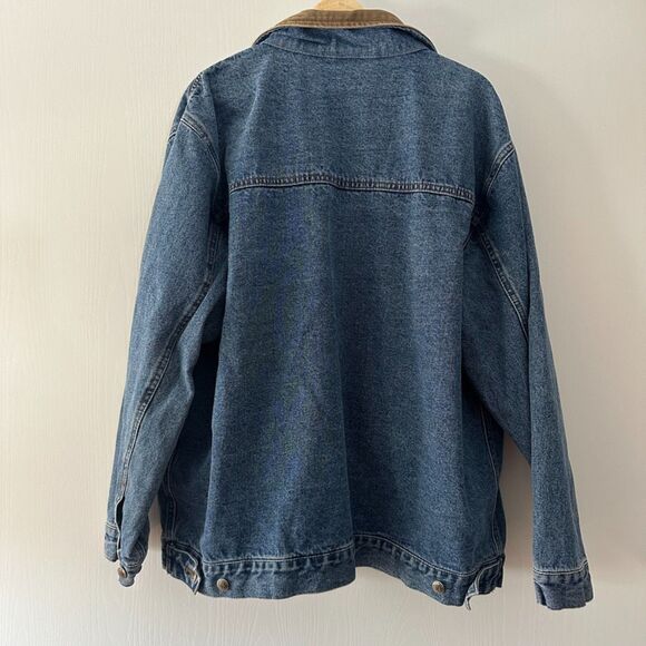 Vintage Dunbrooke Mens Certified Leather Brown Collar Denim Jean Jacket Size XL - Picture 6 of 8